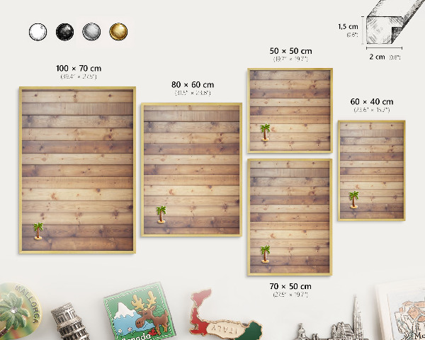 Magnetic board for magnets in a gold frame Wooden boards