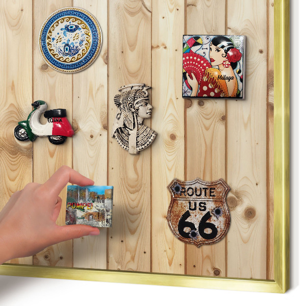 Metal magnet board with a gold frame Wooden boards
