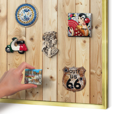 Metal magnet board with a gold frame Wooden boards