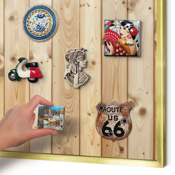 Metal magnet board with a gold frame Wooden boards