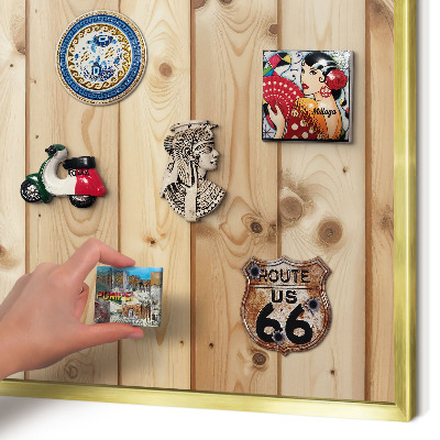 Metal magnet board with a gold frame Wooden boards