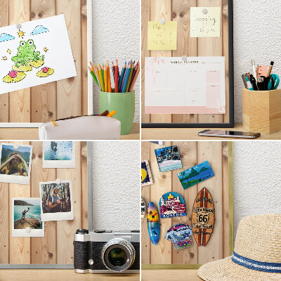Metal magnet board with a gold frame Wooden boards