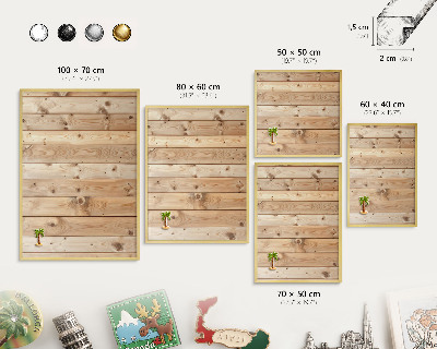 Metal magnet board with a gold frame Wooden boards