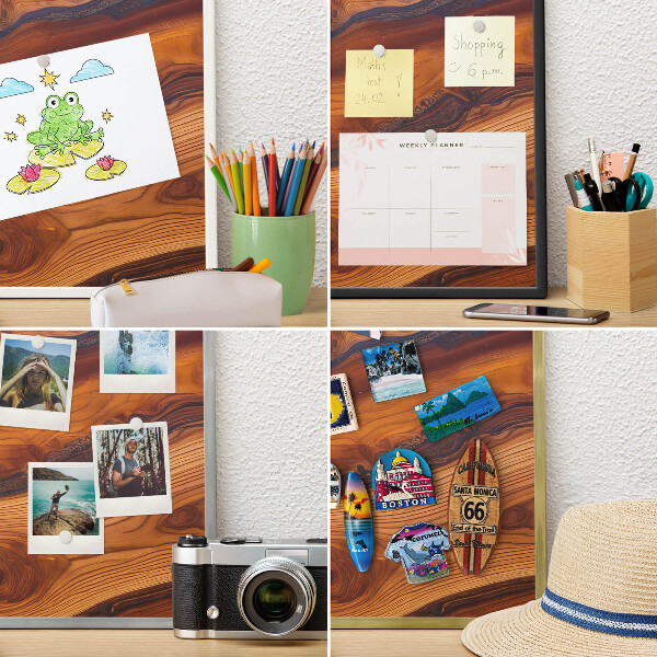 Magnetic board for magnets in a gold frame Wooden rings