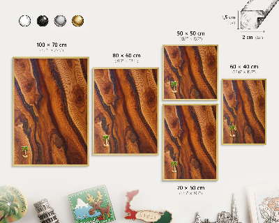 Magnetic board for magnets in a gold frame Wooden rings