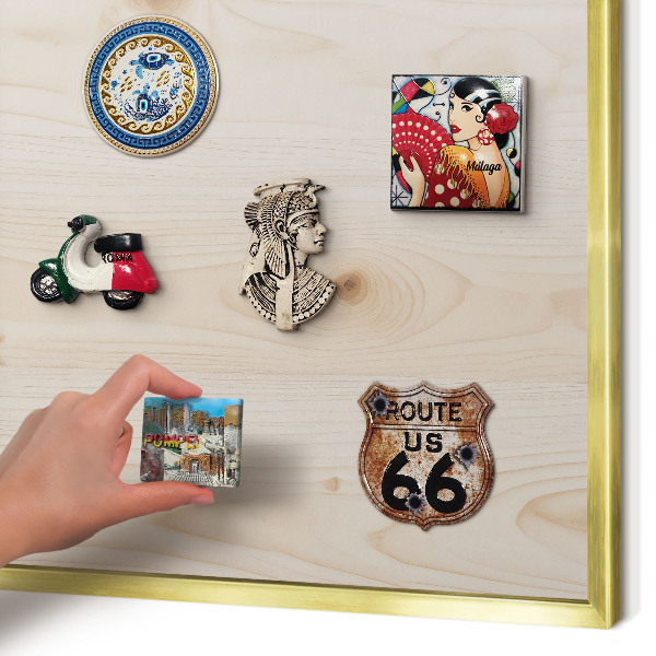 Magnetic board for magnets in a gold frame Wooden pattern