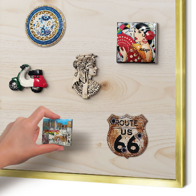 Magnetic board for magnets in a gold frame Wooden pattern