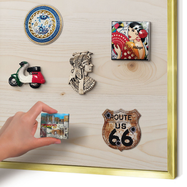 Magnetic board for magnets in a gold frame Wooden pattern