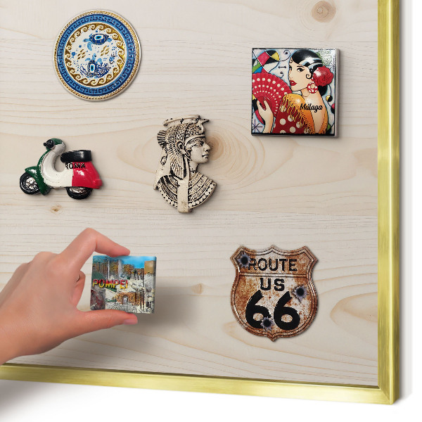 Magnetic board for magnets in a gold frame Wooden pattern