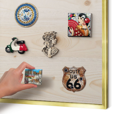 Magnetic board for magnets in a gold frame Wooden pattern