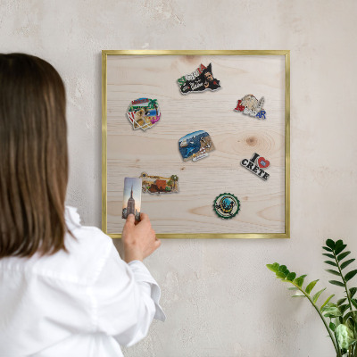 Magnetic board for magnets in a gold frame Wooden pattern