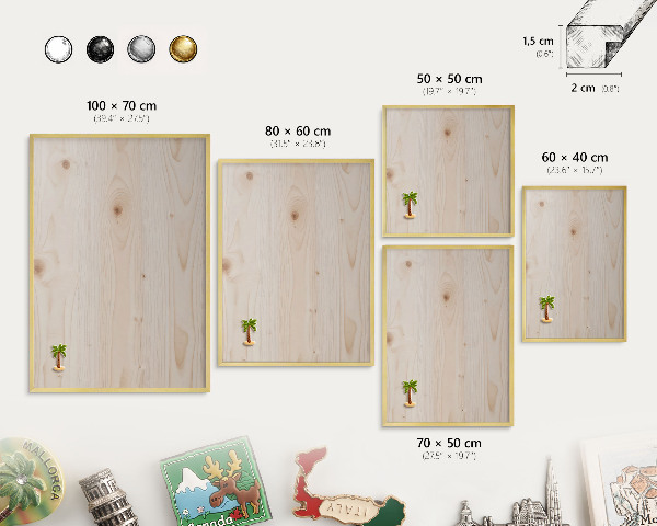 Magnetic board for magnets in a gold frame Wooden pattern