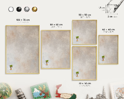 Metal magnet board with a gold frame Neutral background