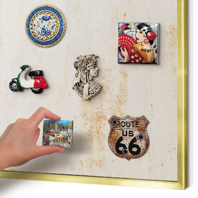 Magnetic board for magnets in a gold frame Rusty texture