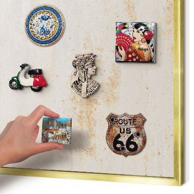 Magnetic board for magnets in a gold frame Rusty texture