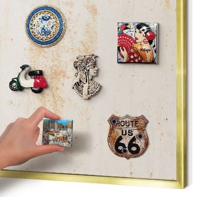 Magnetic board for magnets in a gold frame Rusty texture