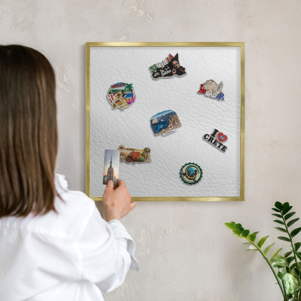 Magnetic board for magnets in a gold frame Elegant texture