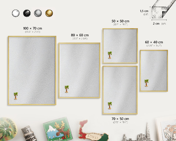 Magnetic board for magnets in a gold frame Elegant texture