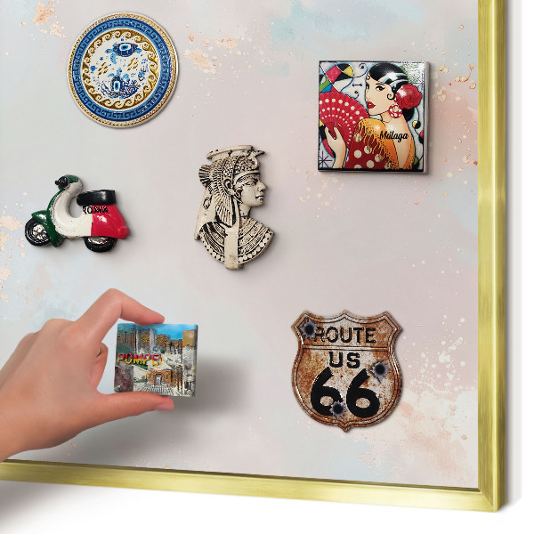 Metal magnet board with a gold frame Pastel harmony