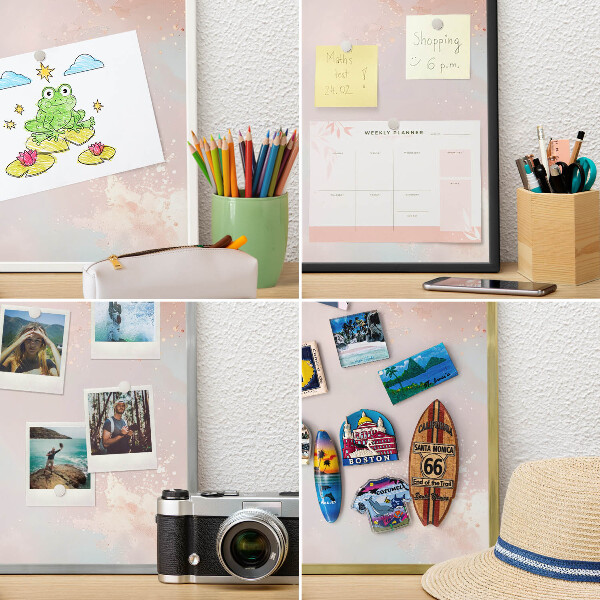 Metal magnet board with a gold frame Pastel harmony