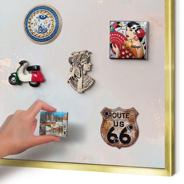 Metal magnet board with a gold frame Pastel harmony