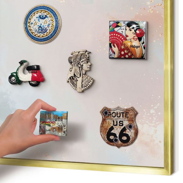 Metal magnet board with a gold frame Pastel harmony