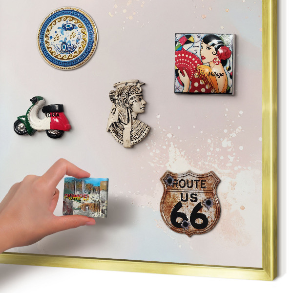 Metal magnet board with a gold frame Pastel harmony