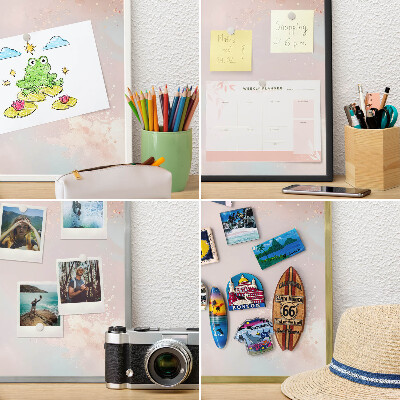 Metal magnet board with a gold frame Pastel harmony