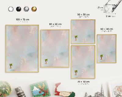 Metal magnet board with a gold frame Pastel harmony