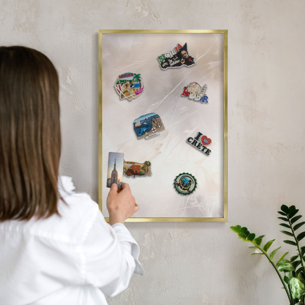 Magnetic board for magnets in a gold frame Soft lightness