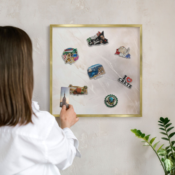 Magnetic board for magnets in a gold frame Soft lightness