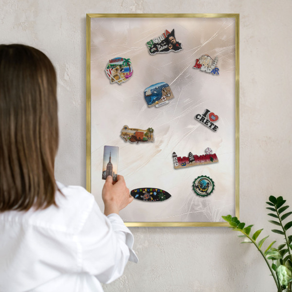 Magnetic board for magnets in a gold frame Soft lightness