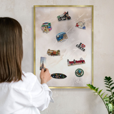 Magnetic board for magnets in a gold frame Soft lightness
