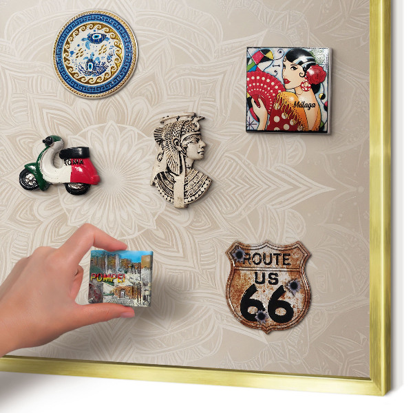 Magnetic board for magnets in a gold frame Mandala pattern