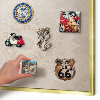 Magnetic board for magnets in a gold frame Mandala pattern