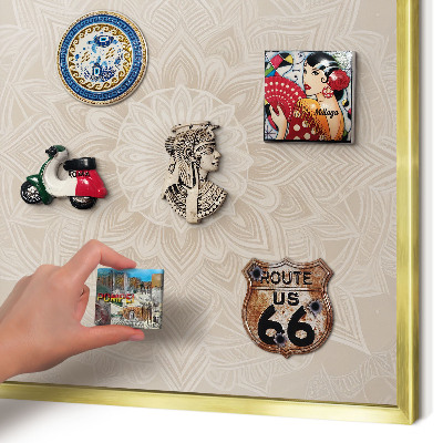 Magnetic board for magnets in a gold frame Mandala pattern