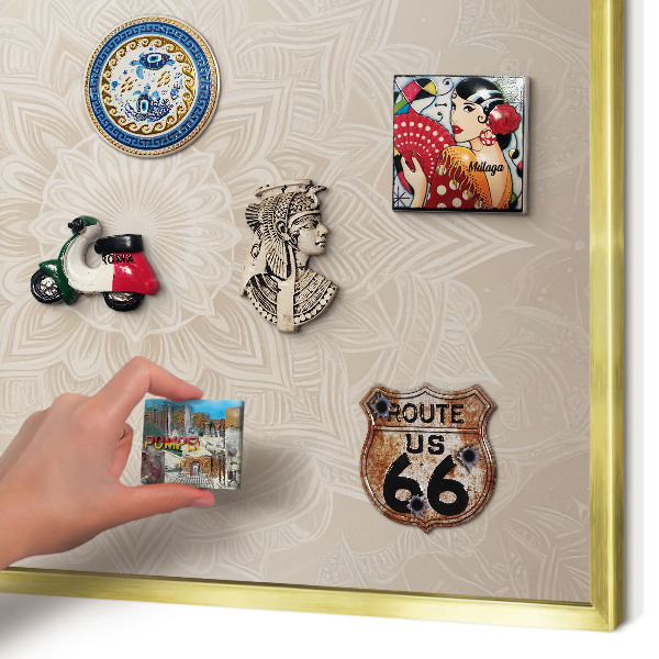 Magnetic board for magnets in a gold frame Mandala pattern