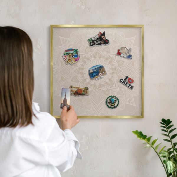 Magnetic board for magnets in a gold frame Mandala pattern