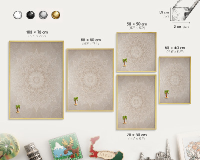 Magnetic board for magnets in a gold frame Mandala pattern