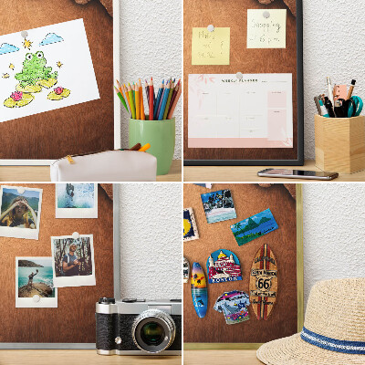 Magnetic board for magnets in a gold frame Wooden texture
