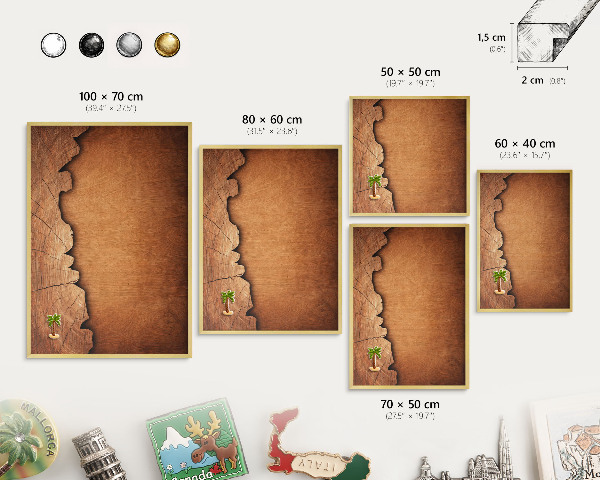 Magnetic board for magnets in a gold frame Wooden texture