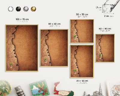 Magnetic board for magnets in a gold frame Wooden texture