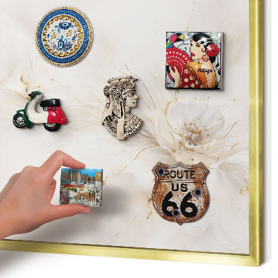 Magnetic board for magnets in a gold frame Floral elegance