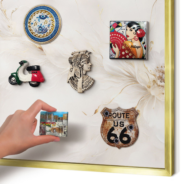 Magnetic board for magnets in a gold frame Floral elegance