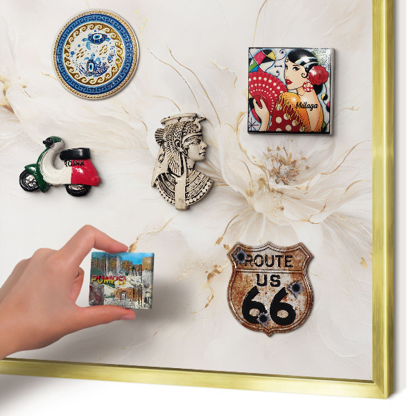 Magnetic board for magnets in a gold frame Floral elegance