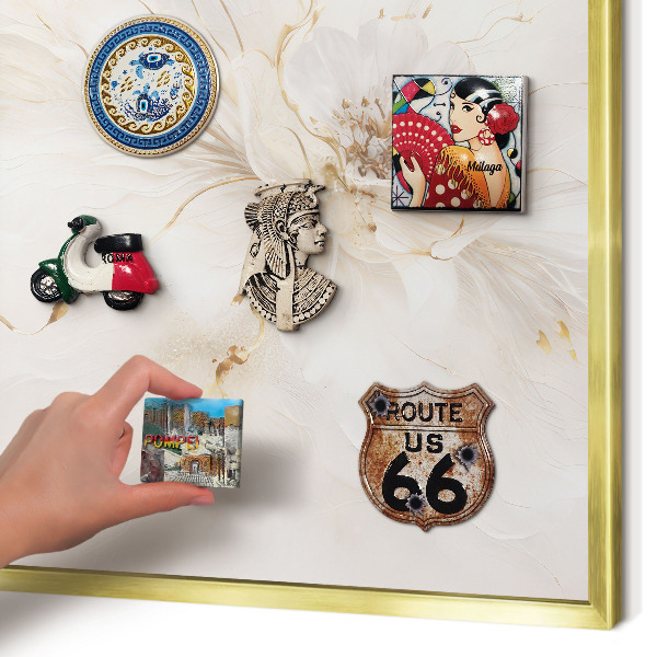 Magnetic board for magnets in a gold frame Floral elegance