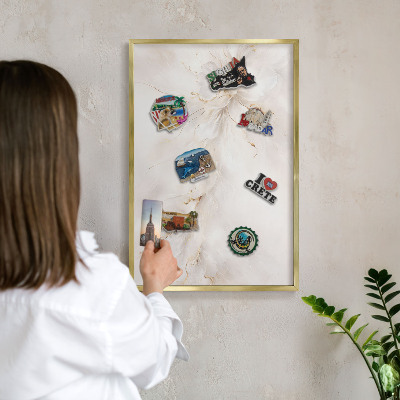 Magnetic board for magnets in a gold frame Floral elegance