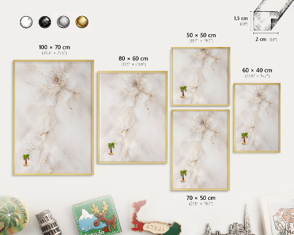 Magnetic board for magnets in a gold frame Floral elegance