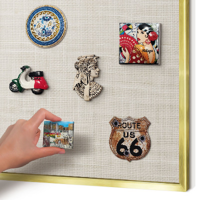 Metal magnet board with a gold frame Subtle elegance
