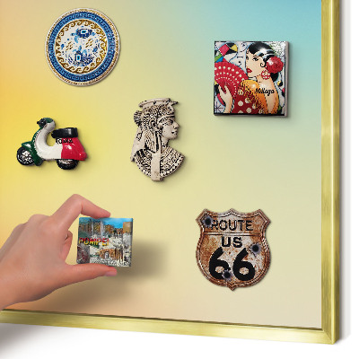 Magnetic board for magnets in a gold frame Color transition